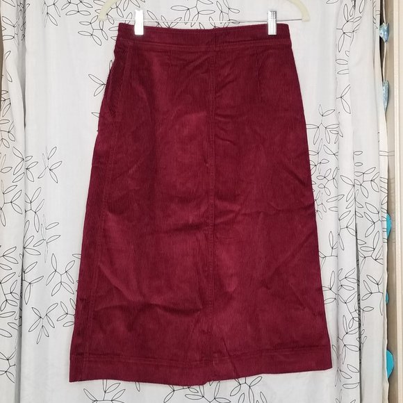 Red Corduroy Midi Skirt - Picture 2 of 5